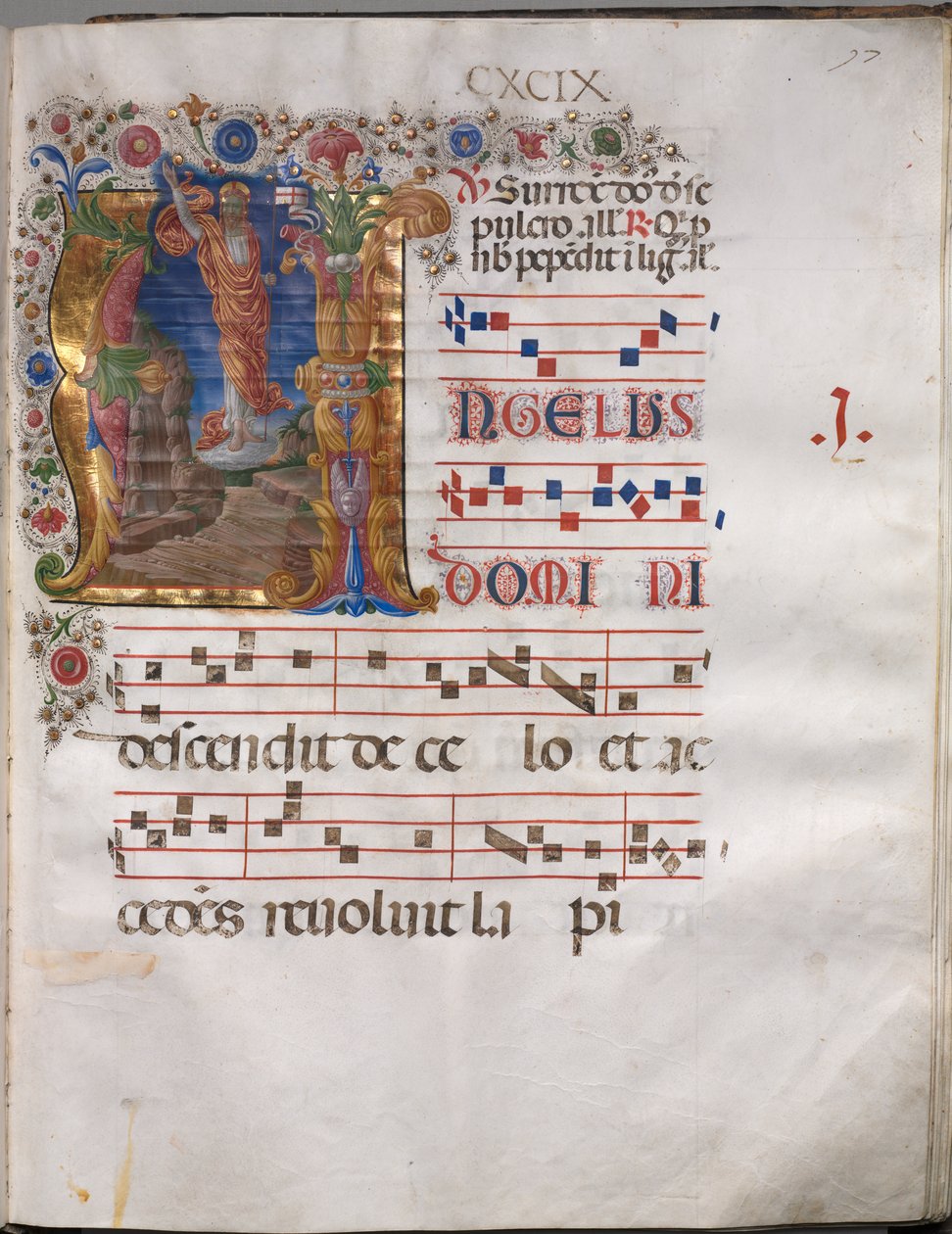 Antifonarium: Initiaal A, Opstanding door follower of Girolamo da Cremona