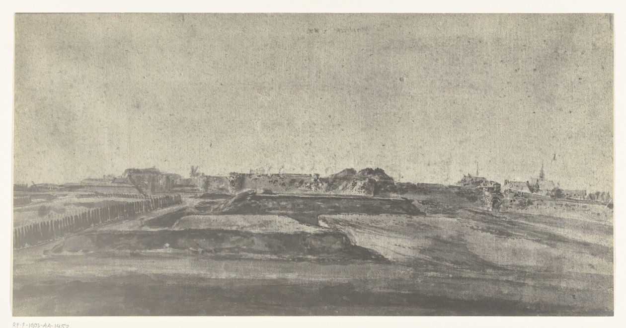 Gezicht op Maastricht, 1672 door frères Moreau