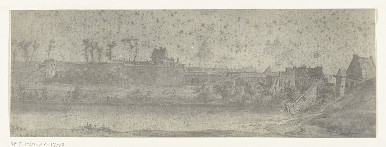 Gezicht op Maastricht, 1672 door frères Moreau