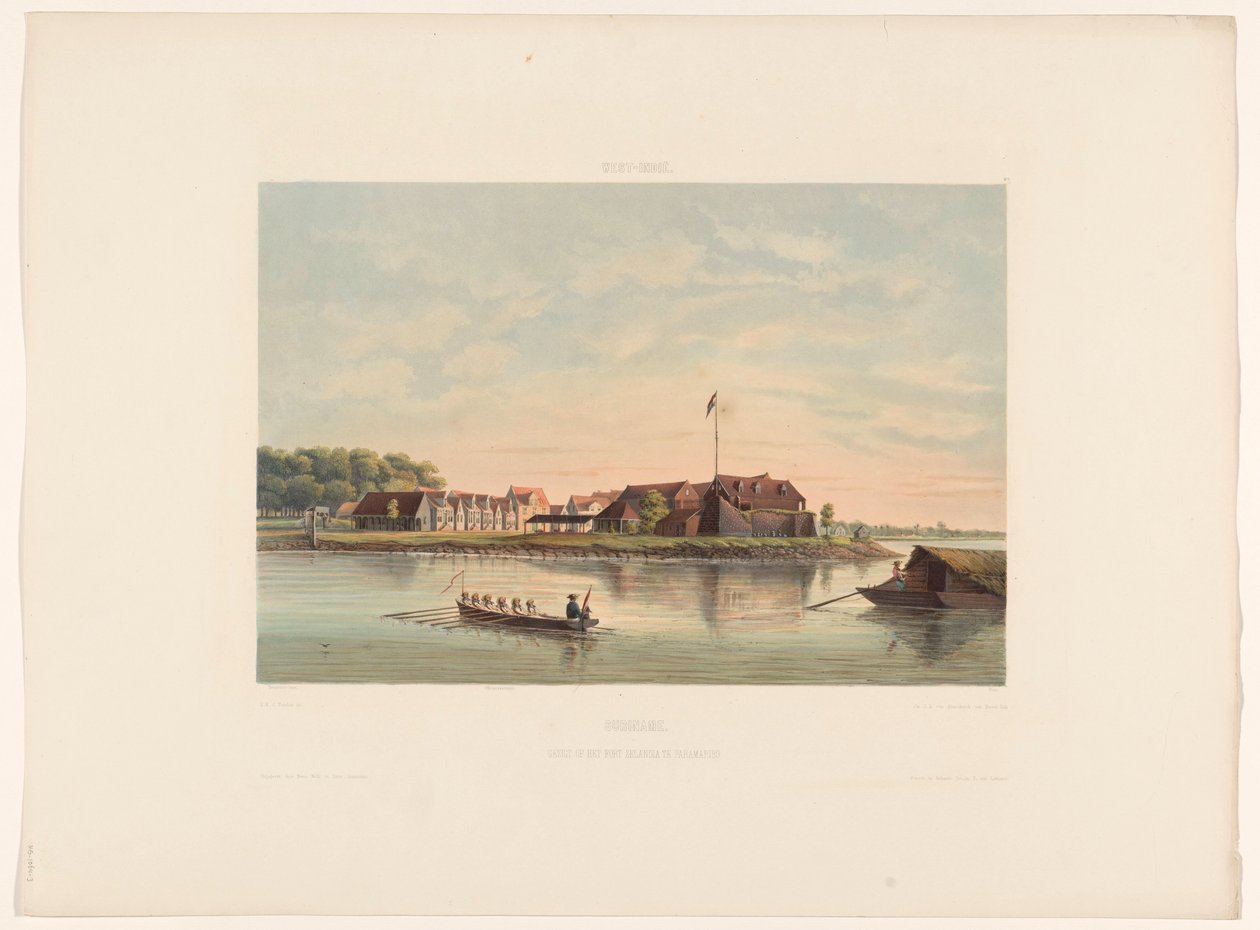 Fort Zeelandia te Paramaribo. Gezigt op het Fort Zelandia te Paramaribo door jonkheer Jacob Eduard van Heemskerck