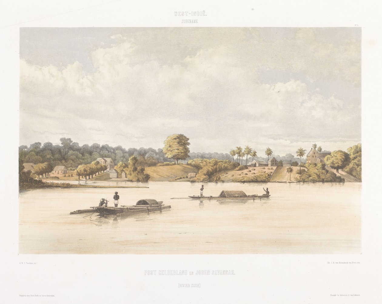 Gezicht op Post Gelderland en Joden Savannah door jonkheer Jacob Eduard van Heemskerck