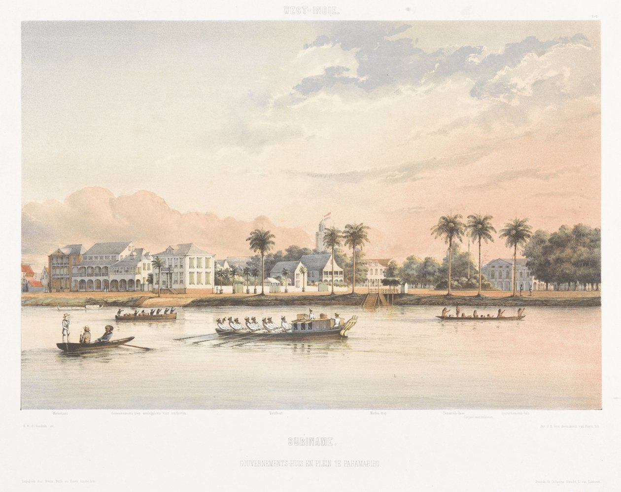 Gouvernementshuis en plein te Paramaribo door jonkheer Jacob Eduard van Heemskerck