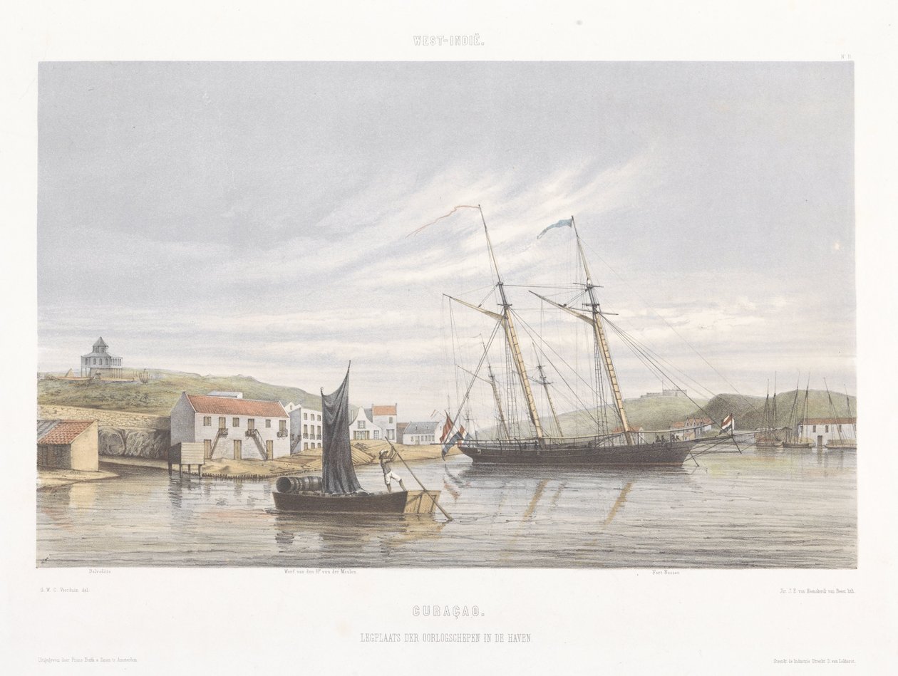 Legplaats voor oorlogsschepen in de haven van Curaçao door jonkheer Jacob Eduard van Heemskerck