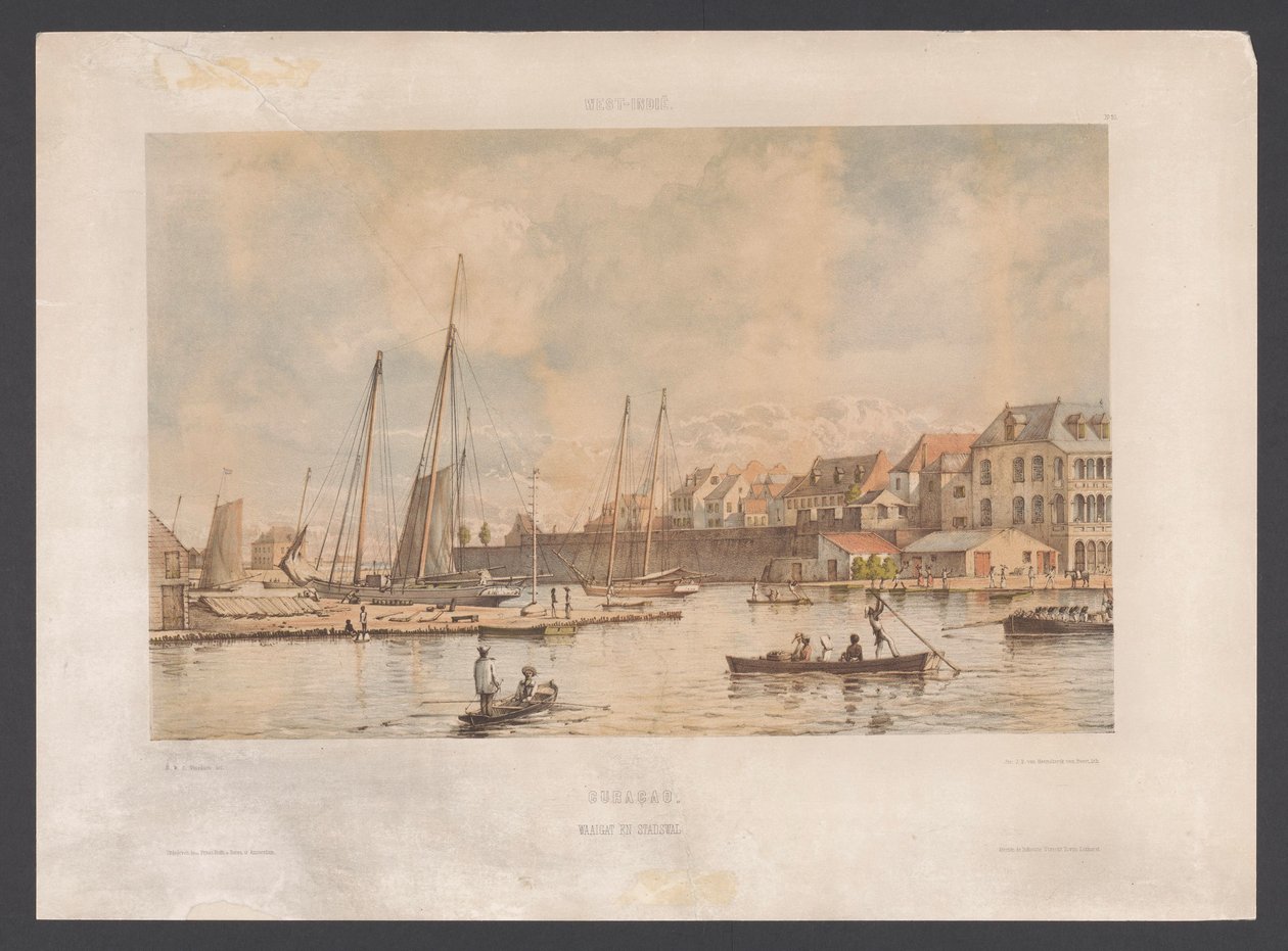 Waaigat en stadswal van Willemstad door jonkheer Jacob Eduard van Heemskerck