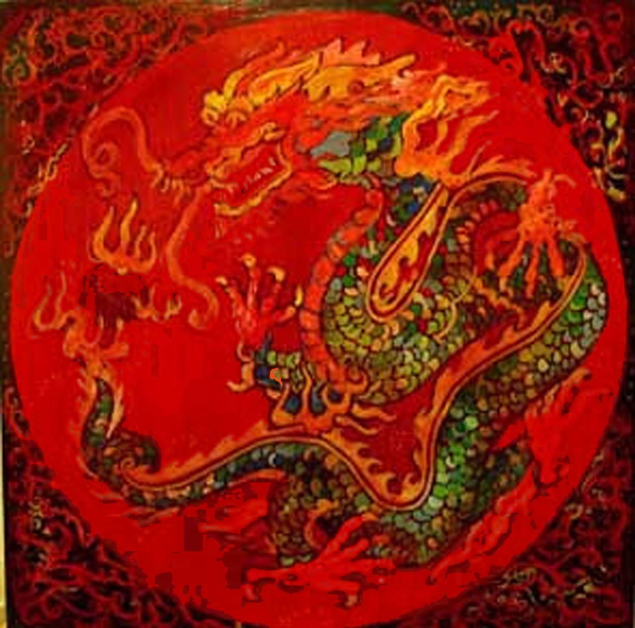Draak, 2016 (gemengd, acryl, inkt, olie) door linda arthurs