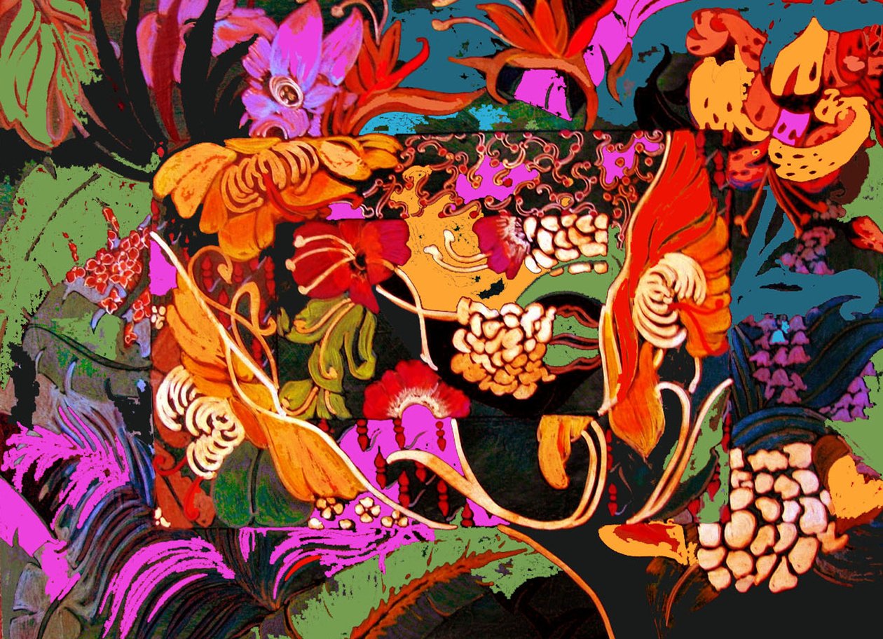 Bloemencollage, 2016 (gemengde techniek) door linda arthurs