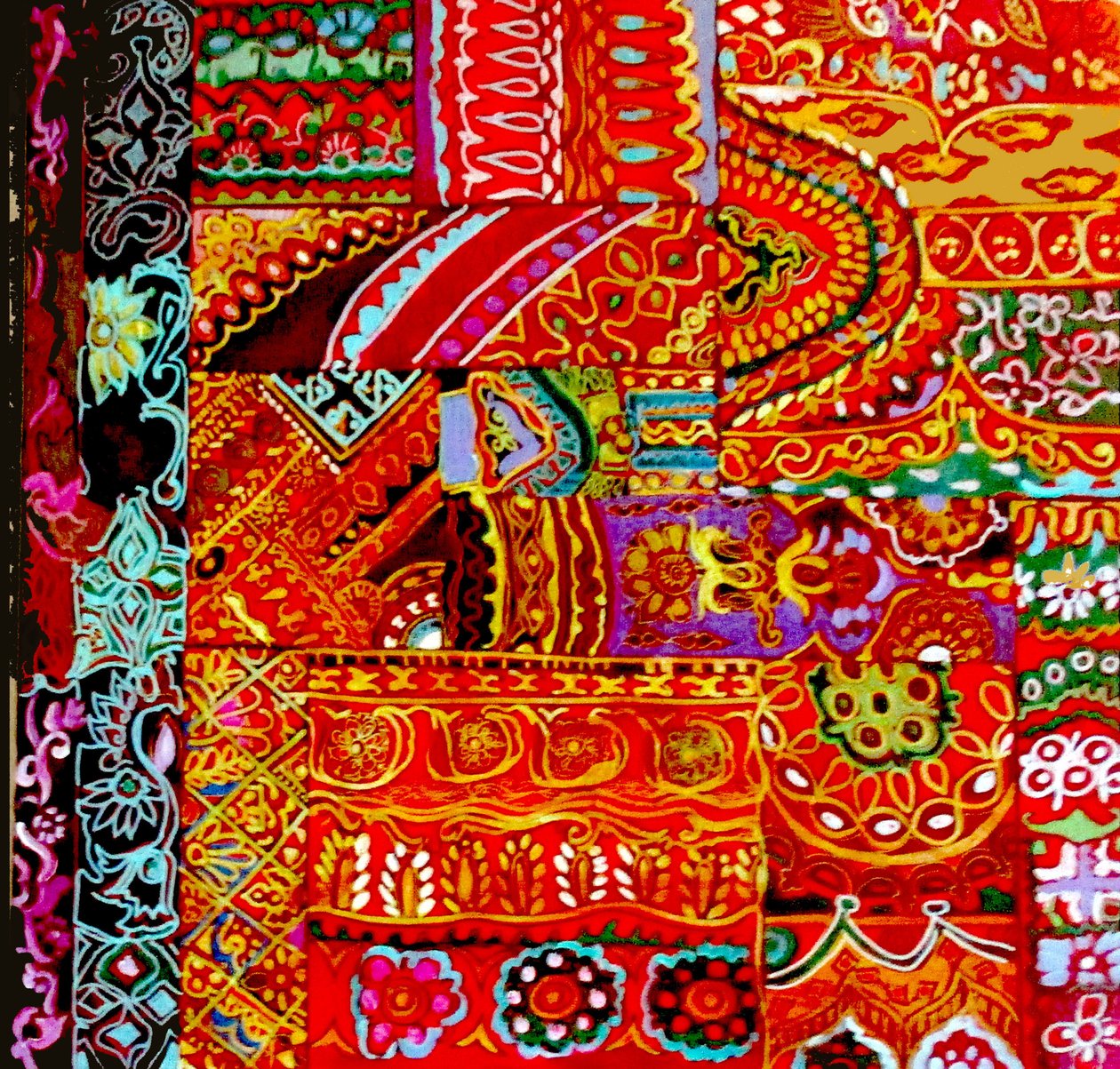 Kutch borduurwerk, 2017 (gemengd, acryl, inkt, olie) door linda arthurs