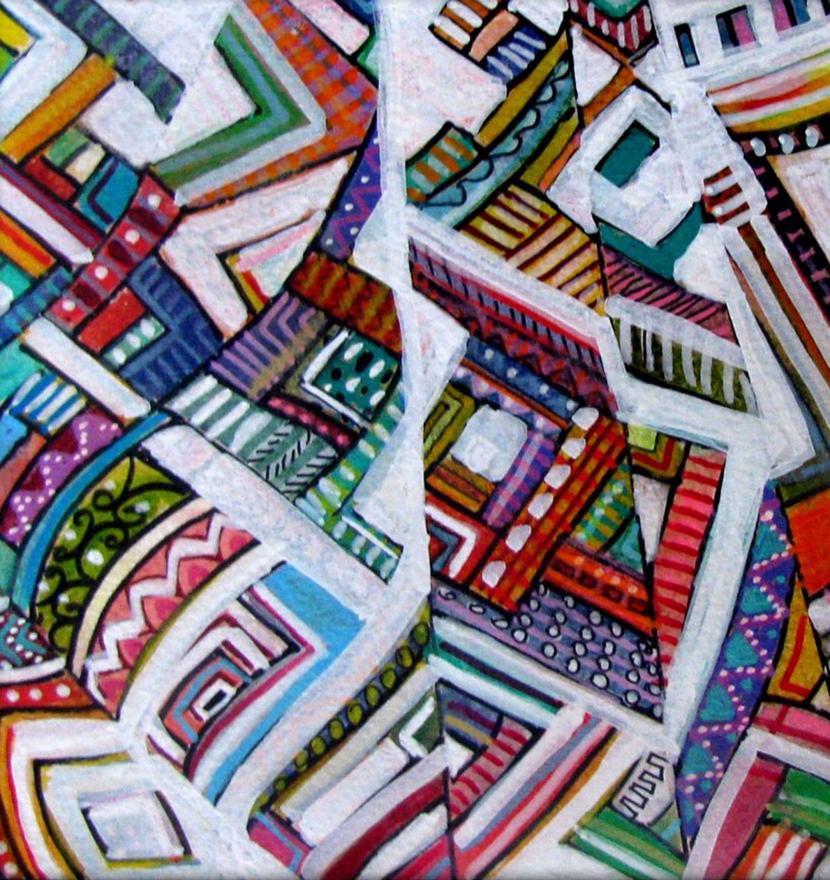 Driehoeken, 2014 (aquarel, inkt) door linda arthurs