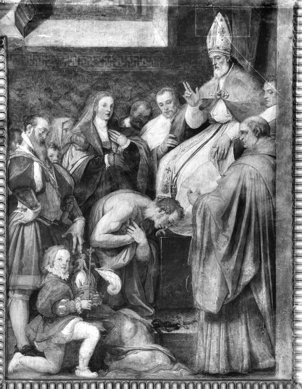 Paus Gregorius VII (geb. 1020) verleent absolutie aan Keizer Hendrik IV (1050-1106) door Federico Zuccari or Zuccaro