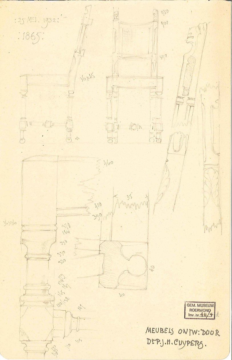 Meubels ontworpen door Dr. P.J.H. Cuypers door Pierre Cuypers