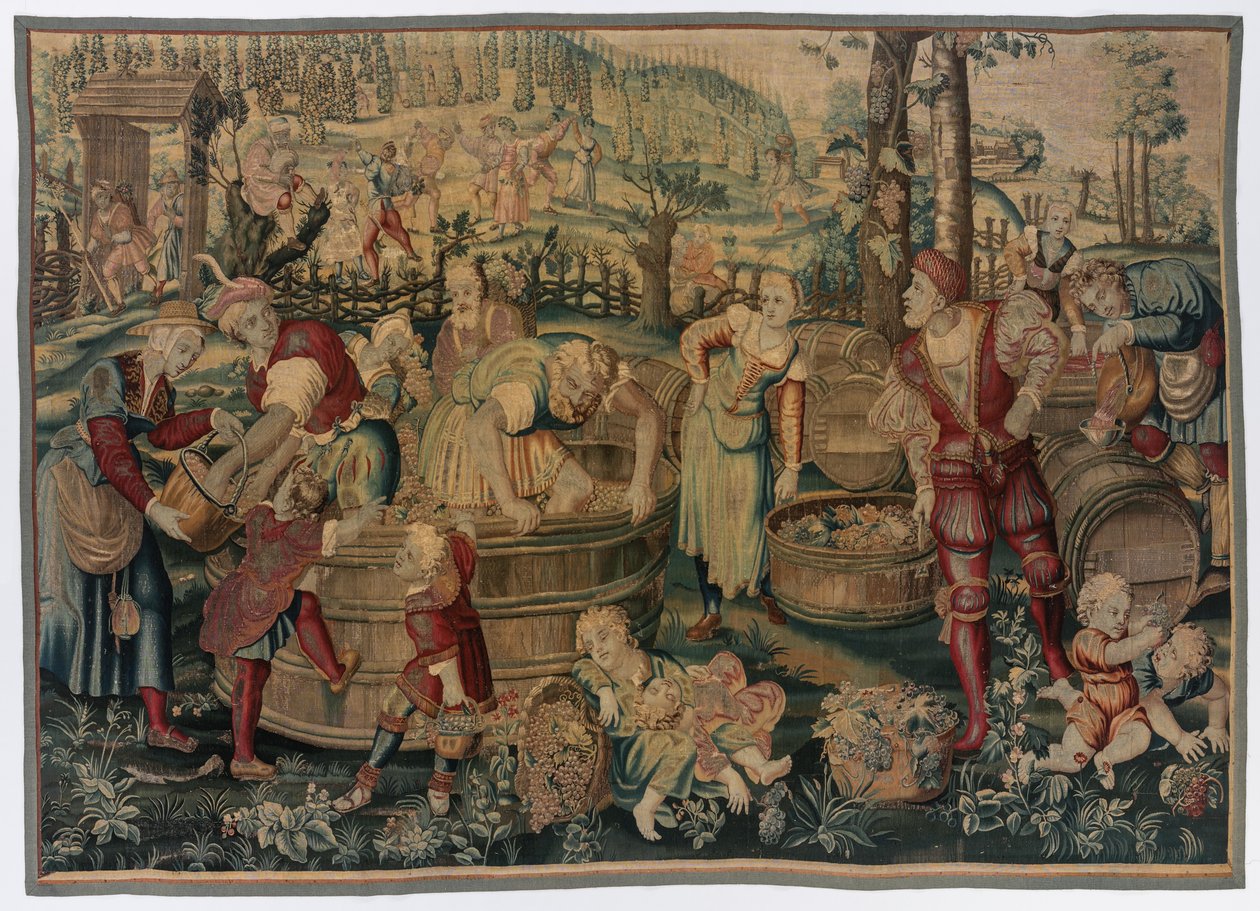 Herfst: Wijnoogstscène door possibly by Gobelins Manufactory