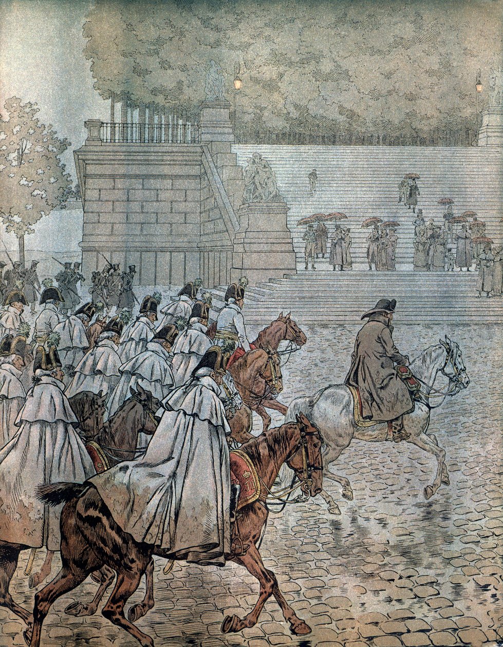 Duitse campagne in 1813: Napoleon I Bonaparte (1769-1821) en zijn Generale Staf keerden terug naar Dresden na het winnen van de slag op 26 en 27 augustus. In 