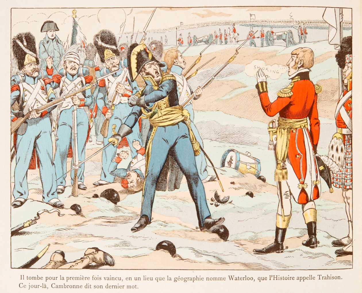 A Waterloo Cambronne tegen de Engelsen die hem vragen te vertrekken in 1815 door pseudonym for Onfray de Breville Jacques Job