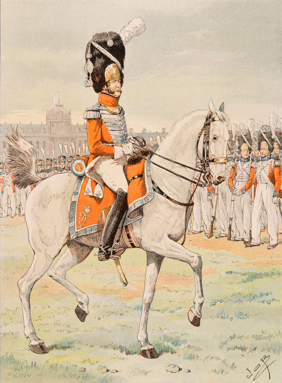 Outfit van Franse troepen door de tijden heen: Zwitserse Koninklijke Garde Officier door pseudonym for Onfray de Breville Jacques Job