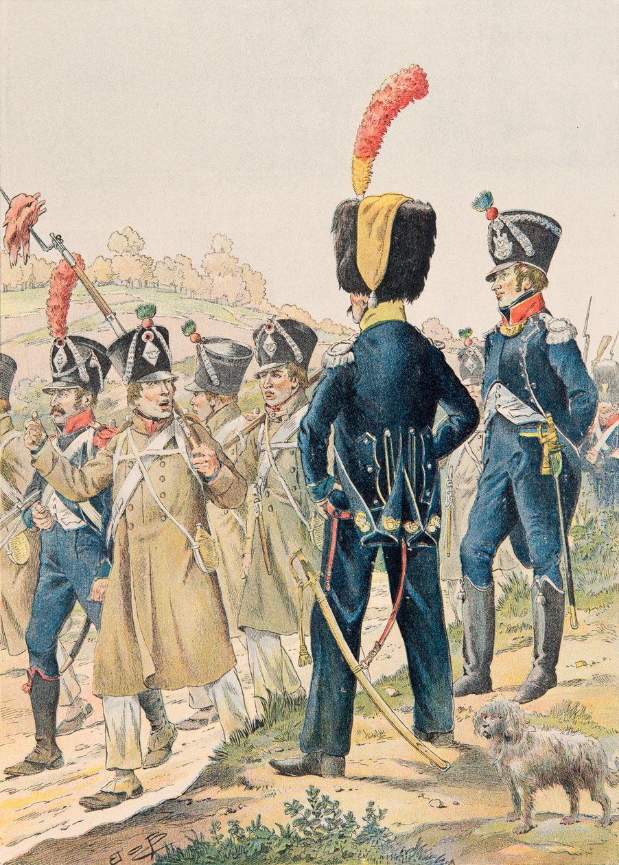 Outfit van Franse troepen in alle tijden: Officieren van Voltigeurs en Lichte Infanteriejagers onder het Eerste Keizerrijk, Privécollectie door pseudonym for Onfray de Breville Jacques Job