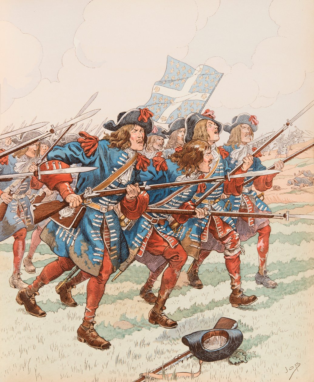 De eerste bajonet (Militaire aanval in de tijd van Lodewijk XIII) door pseudonym for Onfray de Breville Jacques Job