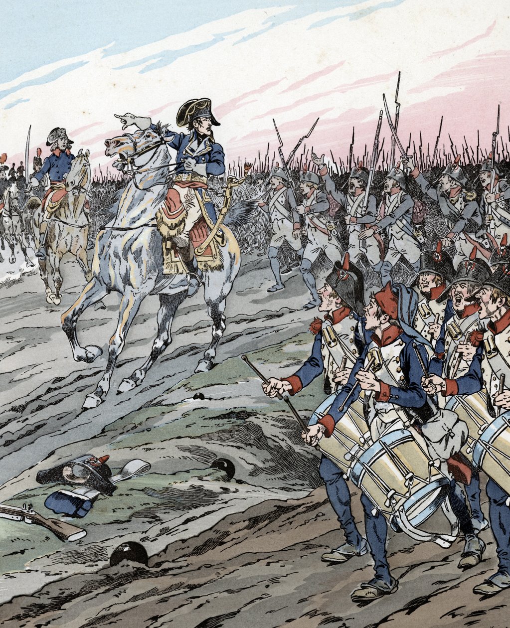 Napoleon Bonaparte tijdens de Slag bij Marengo (1800) door pseudonym for Onfray de Breville Jacques Job
