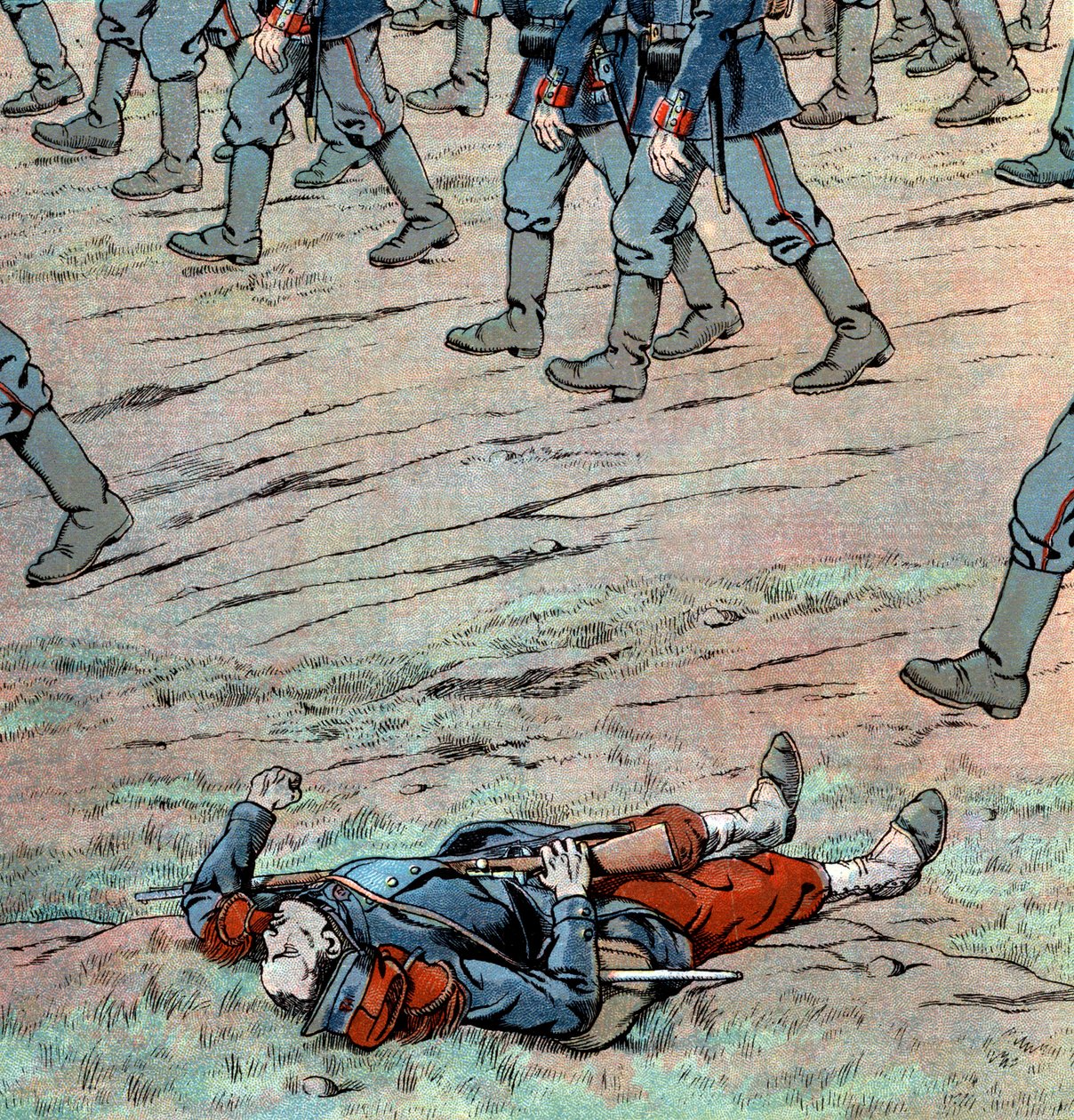 Pruisen vallen Frankrijk binnen: Franse dode soldaat door pseudonym for Onfray de Breville Jacques Job