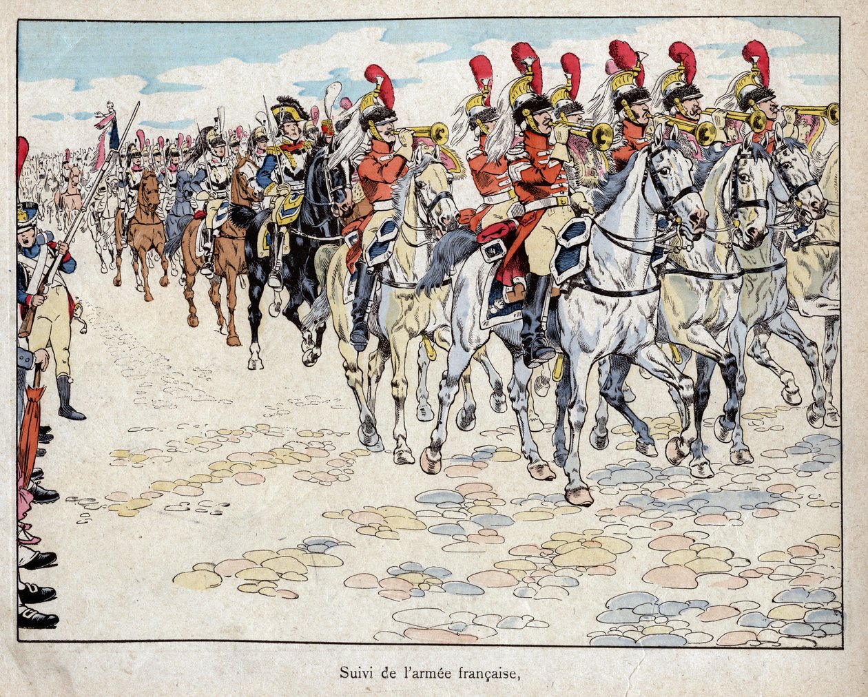 Het Franse leger betreedt Berlijn, 27 oktober 1806 - lithografie door Job (Jacques Onfroy de Bréville) uit 