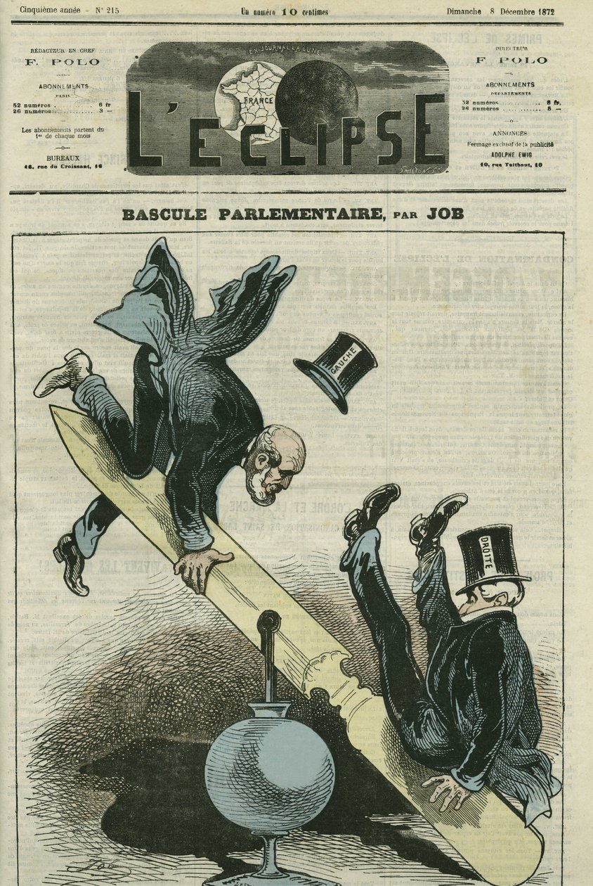 De parlementaire wissel tussen de rechter- en linkerpartijen door pseudonym for Onfray de Breville Jacques Job