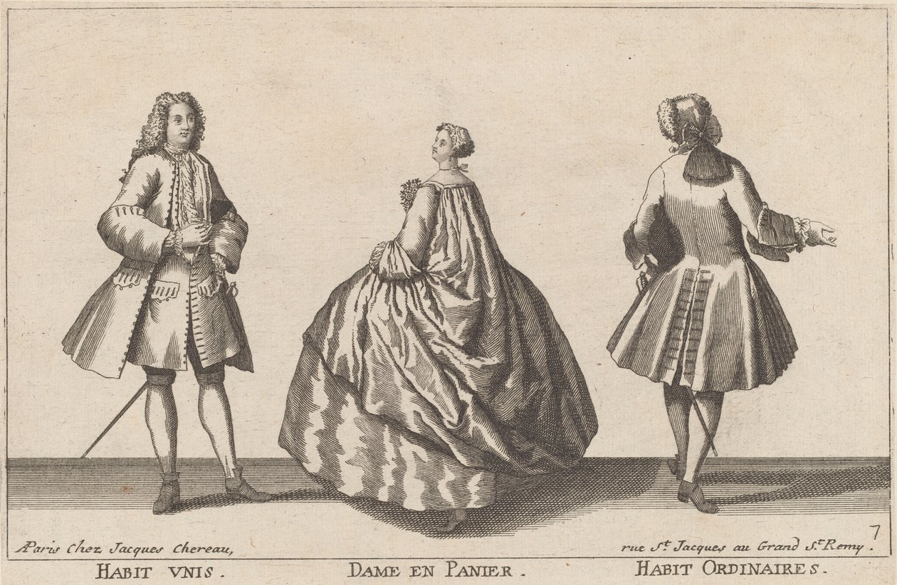 Eenvormige Kleding/Dame in Hoepelrok/Alledaagse Kleding door published by Jacques Chéreau