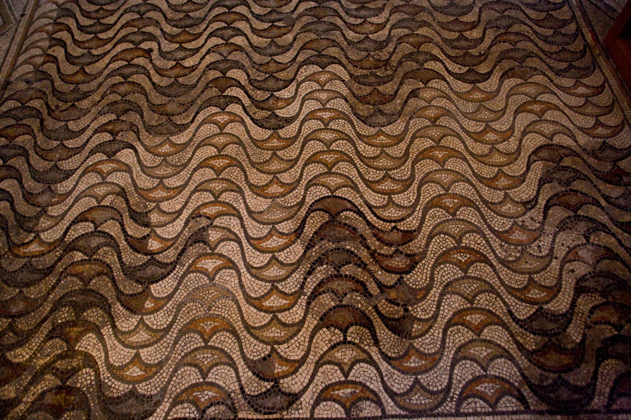 Detail van vloerdecoratie (mozaïek) door School Italian