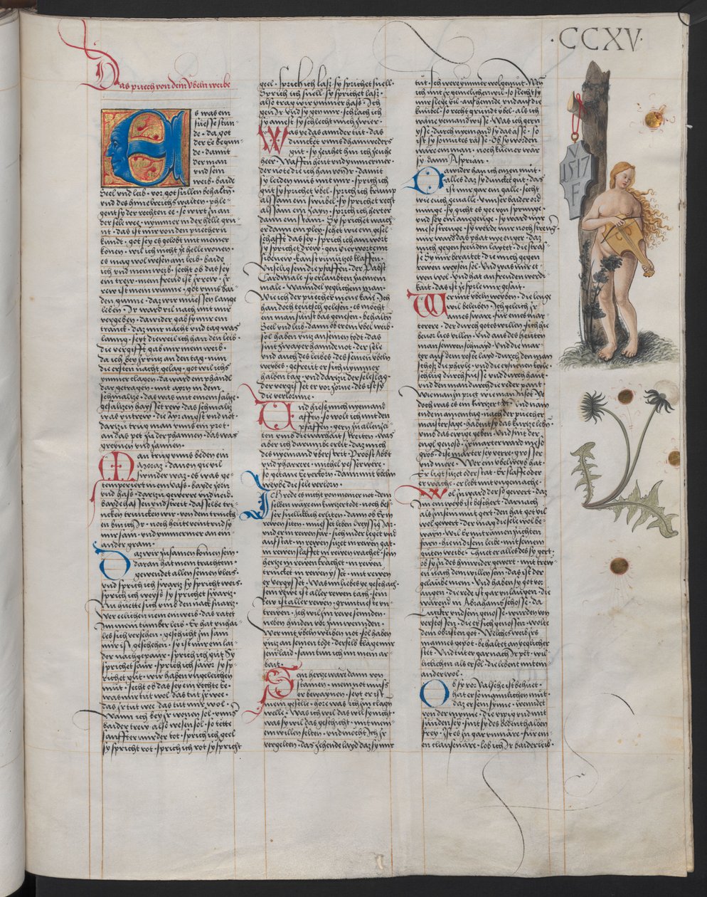Het Ambraser Heldenboek, folio 215r. De initialen VF op het schild worden verondersteld van de kunstenaar te zijn door Österreichische Nationalbibliothek,