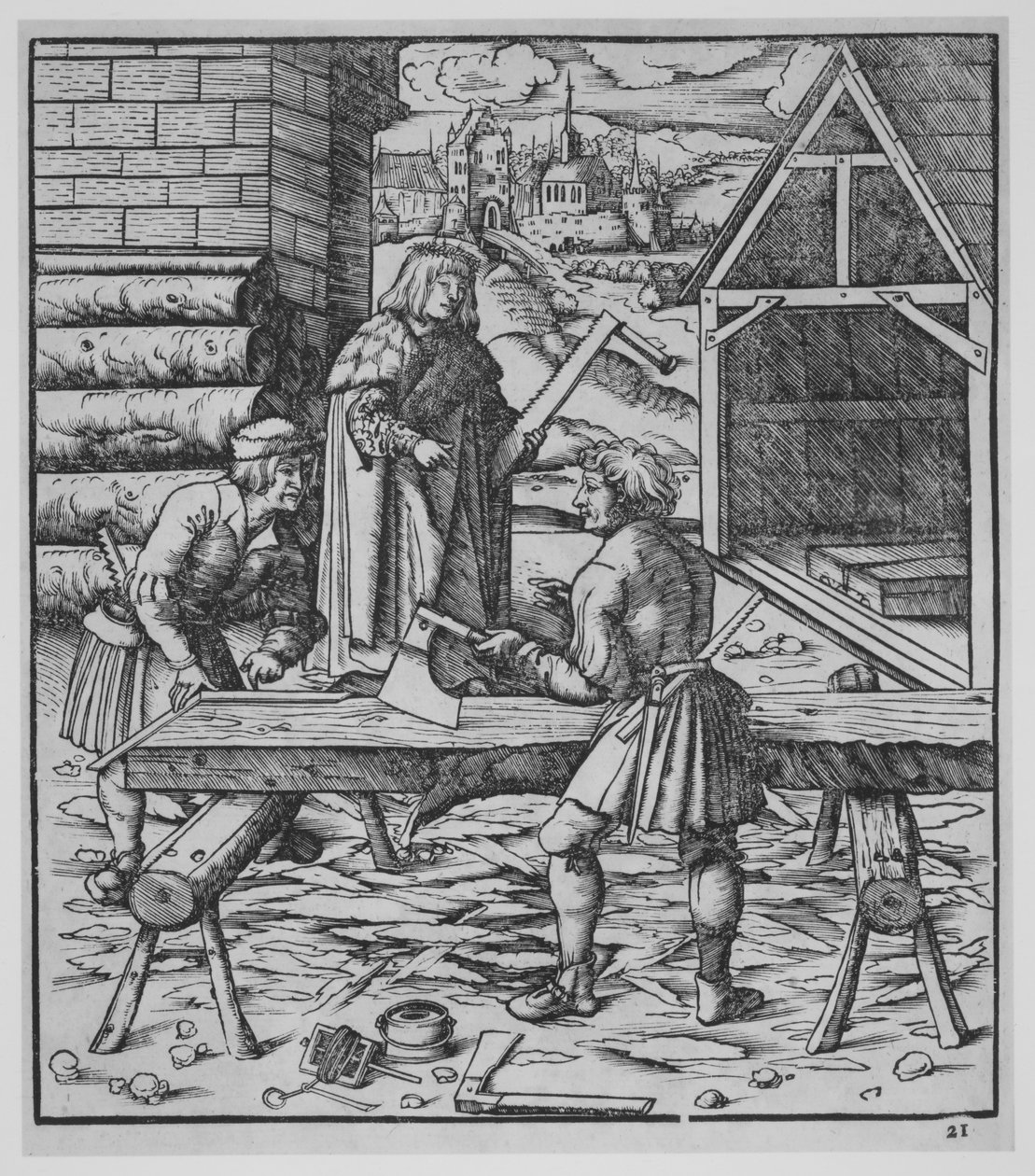 Timmerlieden, ca. 1500 door the Elder Hans Burgkmair