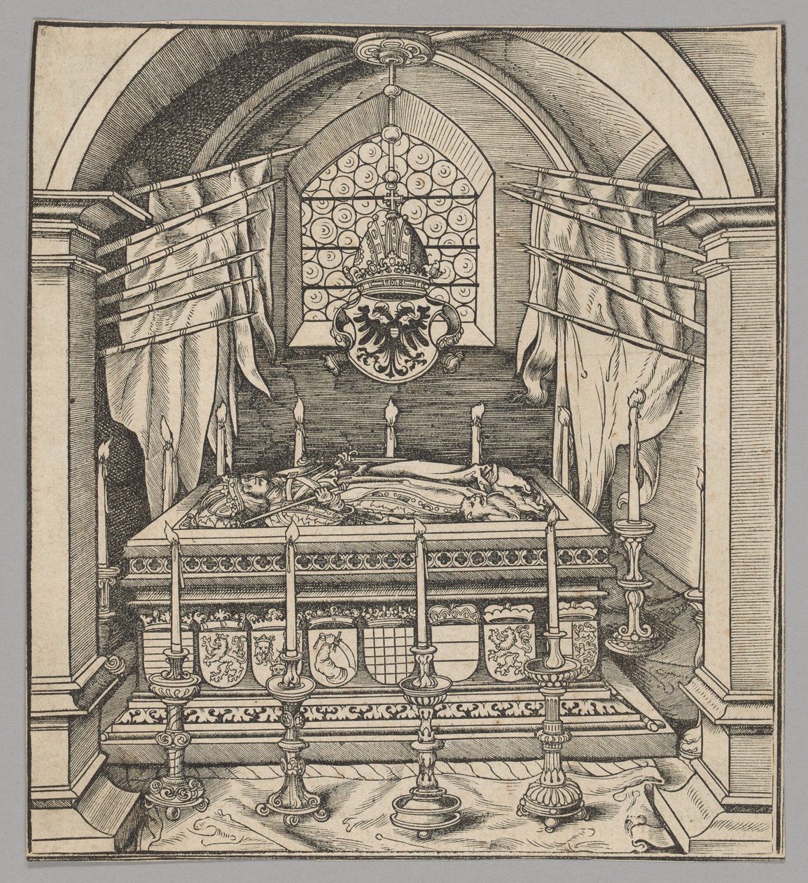 Gruftblatt, plaat 24 uit Historische scènes uit het leven van keizer Maximiliaan I vanaf de triomfboog door the Elder Hans Burgkmair