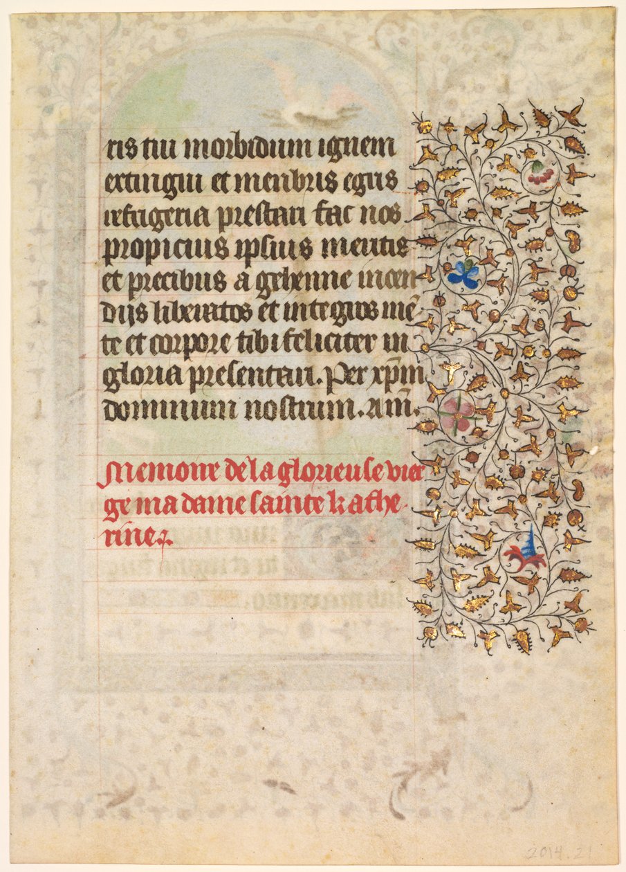 Blad uit een Getijdenboek: Tekst (verso) door workshop of Boucicaut Master