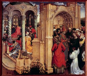 Het huwelijk van de Maagd. Schilderij op hout door Robert Campin bekend als de Meester van Flemalle (1375-1444) 15e eeuw. Madrid, Prado Museum