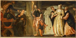 Esther voor Ahasveros (schilderij op doek) door (1528-88) Veronese