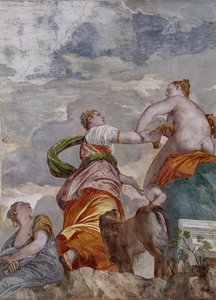 Fortuin, Ambitie en Afgunst, de Kamer van de kleine Hond (detail) door Veronese