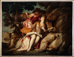 Voorstelling van Maria Magdalena met een engel door Veronese