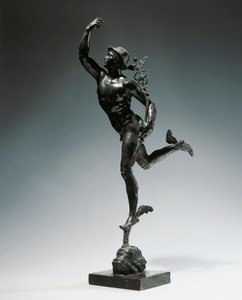 Italië, Milaan, Toscane regio, bronzen beeldje van Vliegende Mercurius