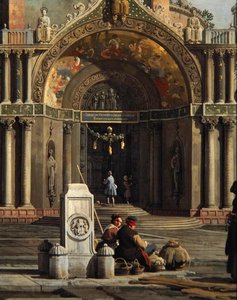 (detail) Capriccio van een kerk door Canaletto