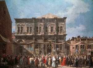 Het feest van San Rocco, Venetië, circa 1735 door (1697 1768) Canaletto