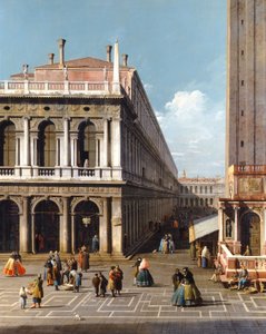 Venetië, het Piazza S. Marco, kijkend naar het westen vanaf het noordelijke uiteinde van de Piazzetta, ca. 1740