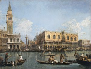 Uitzicht op het bassin van San Marco vanaf de Punta della Dogana door Canaletto