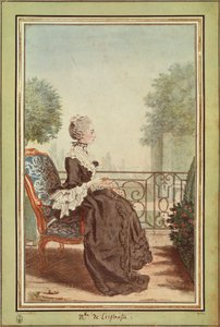 Mevrouw Jeanne Julie Eleonore de Lespinasse (gravure) door Carmontelle