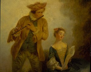 Drie dochters van componist Joseph-Nicolas-Pancrace Royer die muziek van ballet Zaide uitvoeren