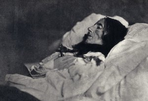 Portret van de dichteres Marcelline Desbordes Valmore (1786-1859) op haar sterfbed. Fotografie door Felix Tournachon alias Nadar (1820-1910) in 1859. Afdruk door Victor Tournachon, vader van Nadar, eind 19e eeuw.