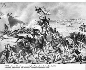 54e Massachusetts Gekleurde Regiment valt Fort Wagner aan, South Carolina door (after) American School