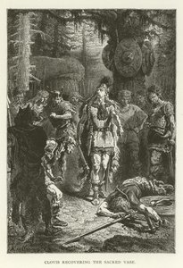 Clovis herstelt de Heilige Vaas (gravure)