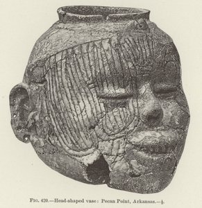 Vaas in de vorm van een hoofd: Pecan Point, Arkansas (gravure) door (after) American School