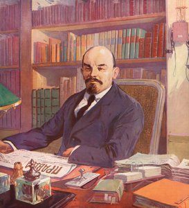 Russische Bolsjewiek leider Lenin in zijn kantoor in het Kremlin, Moskou, USSR