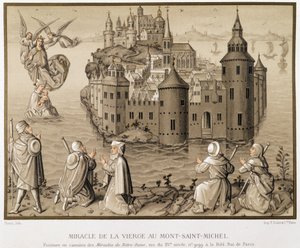 Wonder van de Maagd bij Mont-Saint-Michel - facsimile van een camaieu schilderij van de 