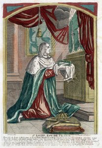 Portret van Sint Louis in gebed door (after) French School