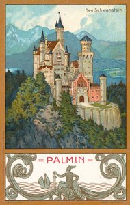 Kasteel Neuschwanstein, Beieren (chromolitho)