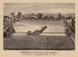 Stoomploegen met een tractiemotor en anker door (after) German School